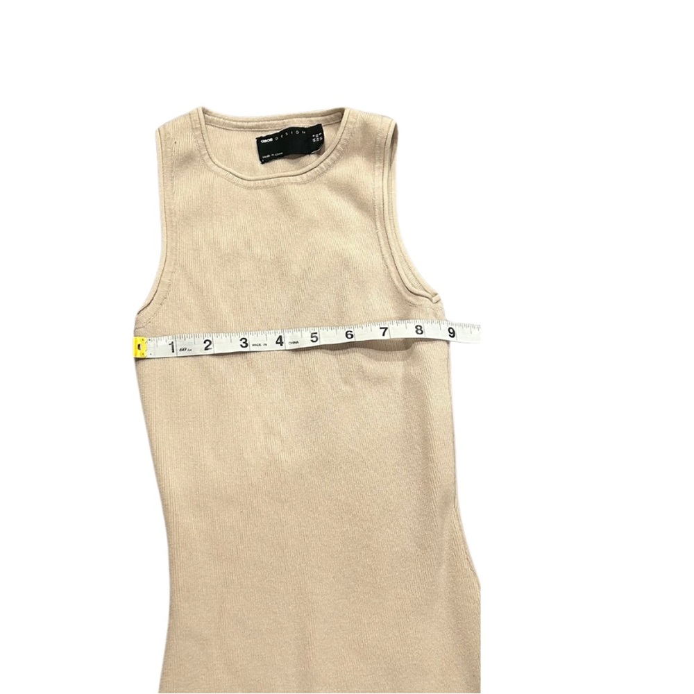 ASOS Ribbed Knit Maxi Dress with Slit | Cream | Size 0 - Picture 7 of 9